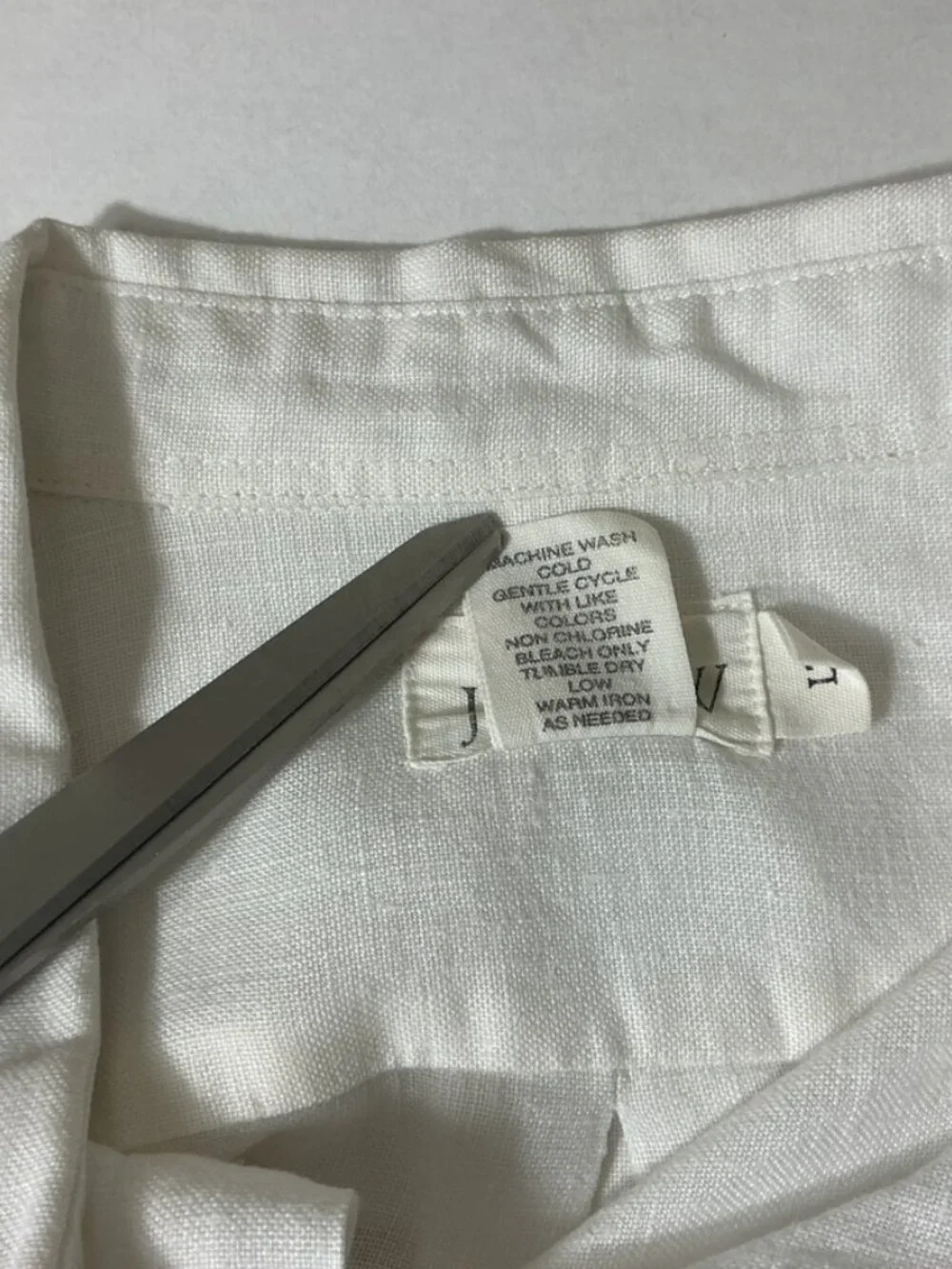 Vintage 90s J. Crew White Short Sleeve Collared Button Front Linen Shirt LT Tall